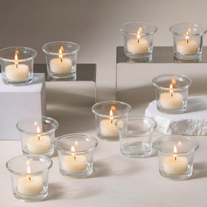Letine 36-Pack Clear Glass Tealight Candle Holders - Thick Sturdy Votive/Tealight Holders Bulk for Wedding, Party, Home Decor | Perfect Replacement for Wall Sconces, Candelabras & Fireplace Screens