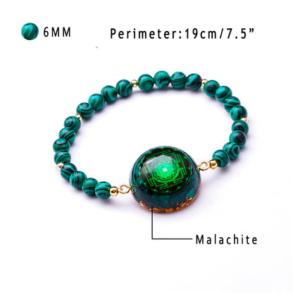 Day Day Up Malachite Bead Stretchy Bracelet for Women & Men, Orgonite Energy Healing Crystal Bracelet, Chakra Balancing Spiritual Jewelry (Style 4)