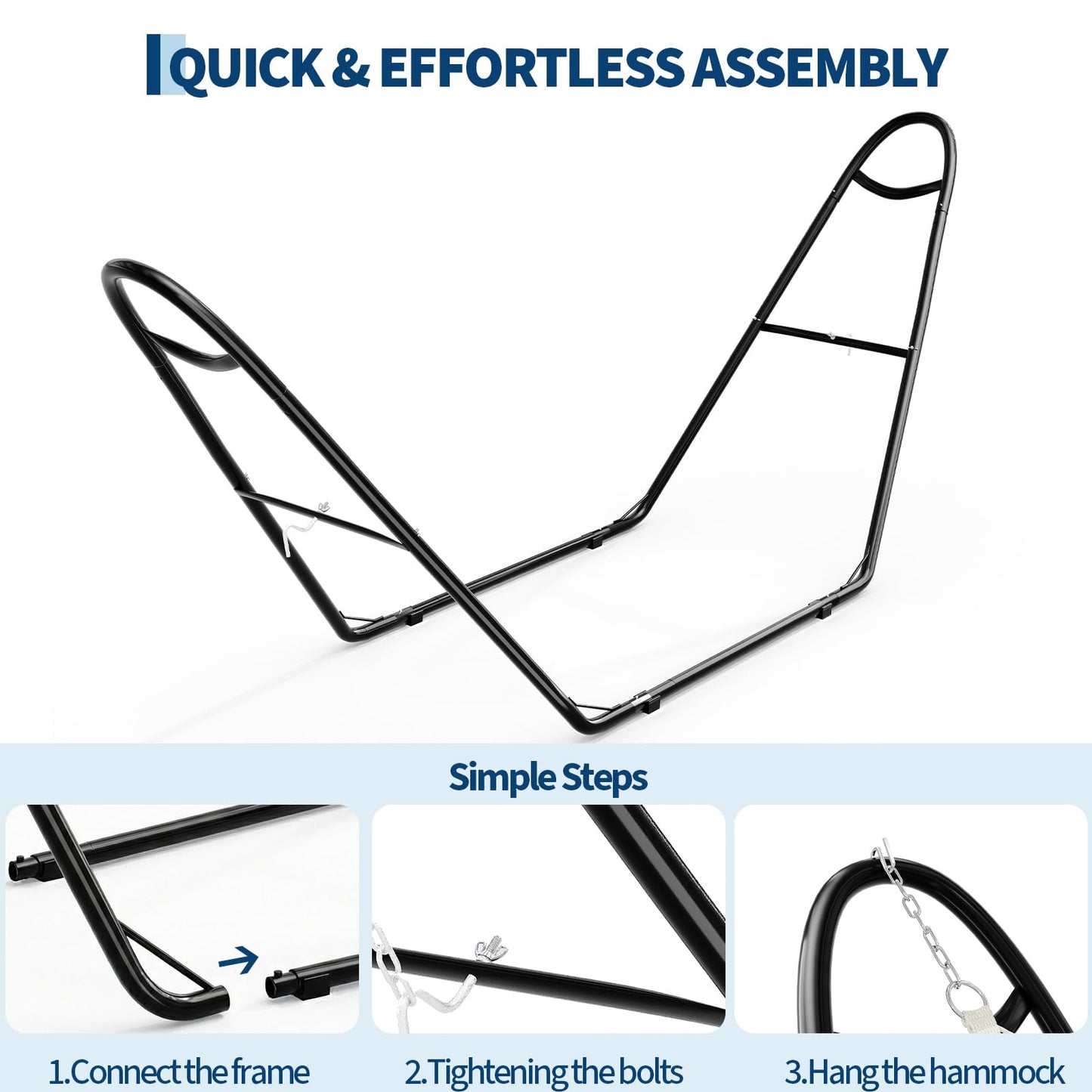 Garvee Universal Double Hammock Stand, 550-Pound Capacity, Heavy-Duty Hammock Stand for Outside, Fits 9 to 14 Foot Hammocks, Black