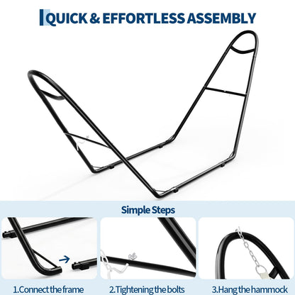 Garvee Universal Double Hammock Stand, 550-Pound Capacity, Heavy-Duty Hammock Stand for Outside, Fits 9 to 14 Foot Hammocks, Black