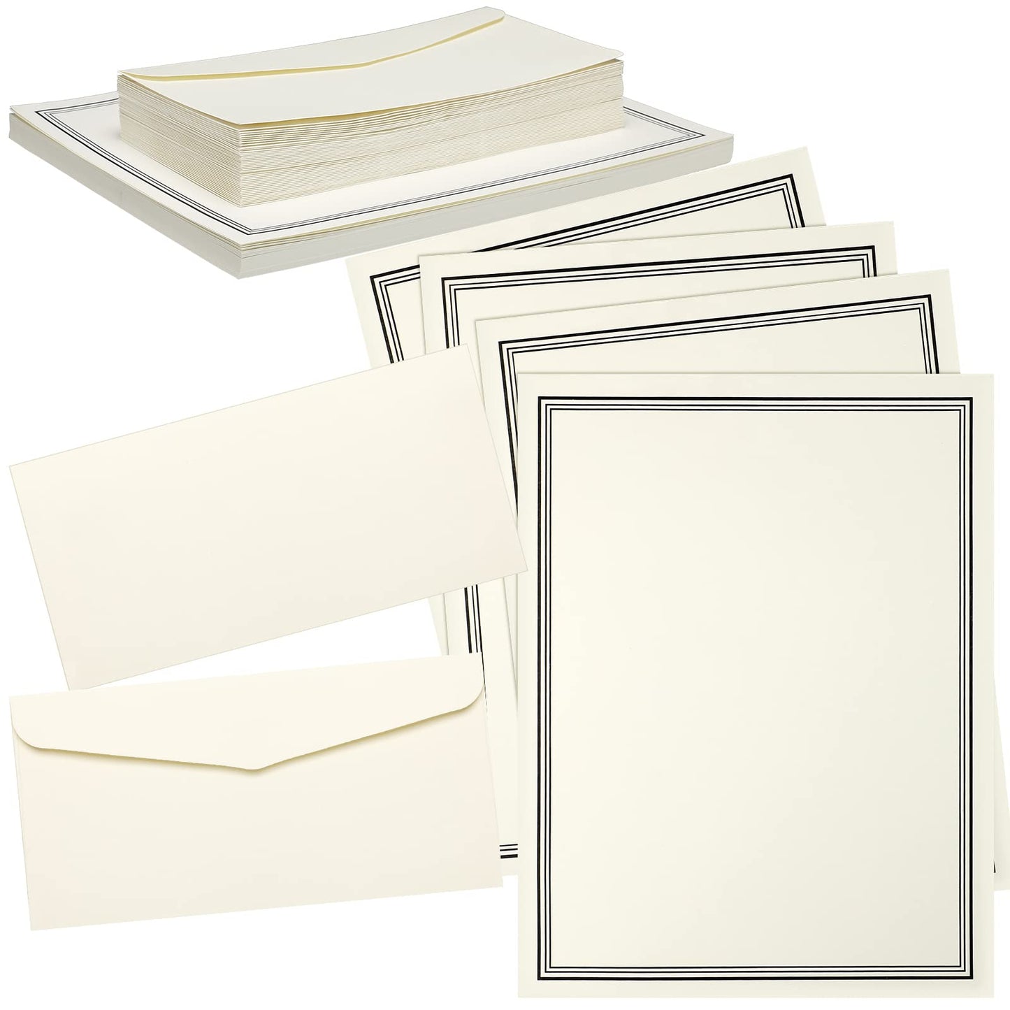 Glenmal 144 Pcs Stationery Paper and Envelopes Set Includes 48 Pcs Vintage Envelopes 96 Pcs Stationary Letter Writing Paper for Office Home Invitation Party Gifts Favors Supplies