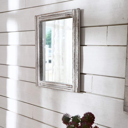 AAZZKANG Wall Mirror with Wood Framed Rustic Mirrors for Wall Rectangle Decorative for Bedroom Bathroom Living Room Entryway Farmhouse Hanging Small