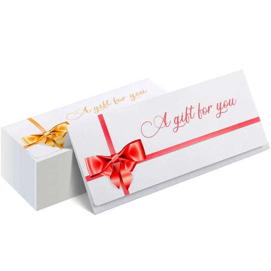 Clabby 100 Pieces Christmas Currency Envelopes Letter Bow Envelopes Mail Card Holder for Graduation Company Birthday Wedding Party(Yellow and Red)