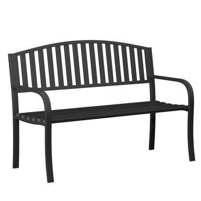 GUINGFUN 50" Outdoor Bench, Heavy-Duty Metal Frame Graden Bench, Weatherproof Patio Park Bench for Front Porch, Park, Yard, Patio