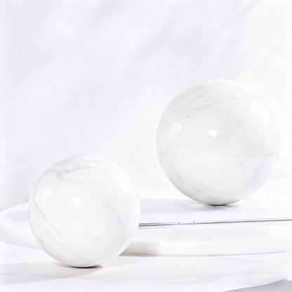 SIRIZEN-DIVING White Natural Marble Decorative Sphere Set, Heavy Solid Stone Balls for Home Decor, Bedroom, Entryway, Hotel, Dining Room Tabletop Display (8cm Diameter)