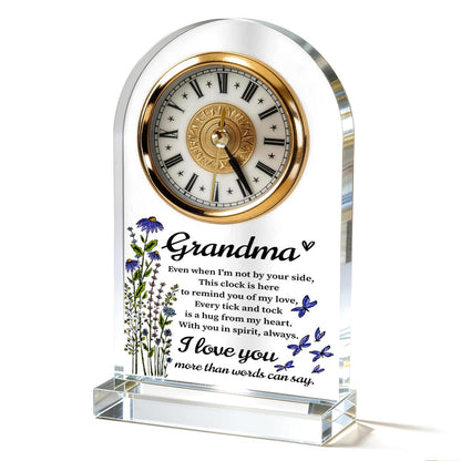 Grandma Gifts Acrylic Desk Clock, Wildflower Butterfly Quote Table Decor from Granddaughter Grandson, Mothers Day Suitable Gifts for Great-Grandma birthday, Christmas, and Thanksgiving, 4.3 x 7.8 in