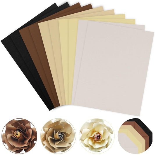 Whaline 50 Sheets 8.5 x 11 Inch Assorted Brown Black Gray Neutral Colored Card Stock Paper 5 Earth Tones Colors Solid Core Scrapbook Paper for Print DIY Arts Crafts Making Supplies, 65lb