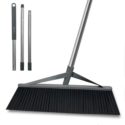 Xifando 17.7inch Wide Large Broom for Sweeping Indoor or Outdoor, Whole Length 57inch Long Handle Heavy Duty Broom with Soft Bristle