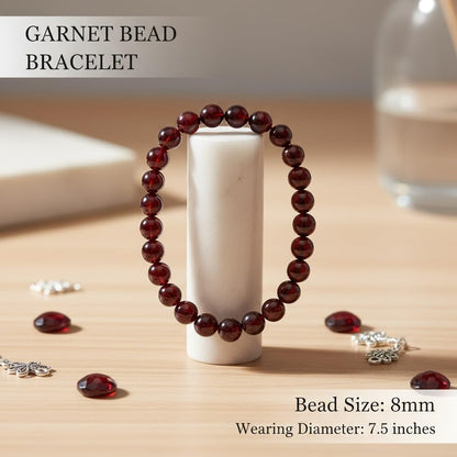 The Vida Handmade AAA+ Quality Crystal Stretch Elastic Bracelet - Nature Gemstone - Jewelry Gift - Holiday Gift - For Women & Men (Garnet)