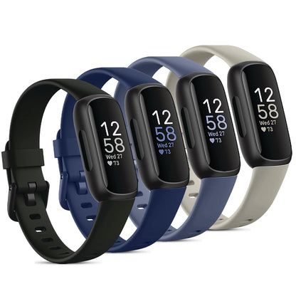 Odbeai Compatible with Fitbit Inspire 3 Bands for Women Men, Sport Wristband Replacement Soft Silicone Straps for Inspire 3 Fitness Tracker Women & Men(4 Pack,Large)