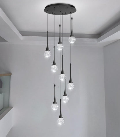 cenozo 9 Light Modern Glam Crystal Chandelier for High Ceiling LED Dimmable Ceiling Pendant Light Staircase Foyer Enterway Living Room Chandelier Lighting Antique Black