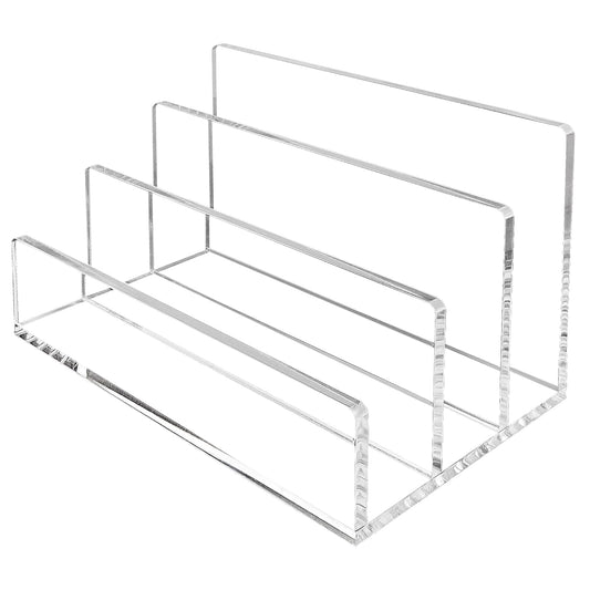 Hisize Acrylic Mail Organizer File Sorters for Desk,3-Section Laddered Desktop Vertical Letter Holder,Desk Organizer Workspace Organizer