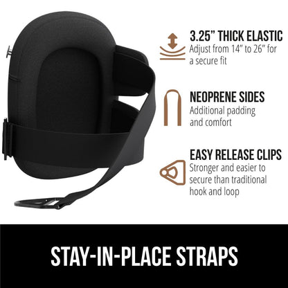 GORILLA GRIP Knee Pads for Work, All Day Comfort Gel Cushion and Soft Foam for Men and Women, Slip Resistant Heavy Duty Hard Cap, Adjustable Straps for Flooring, Construction and Gardening, Black