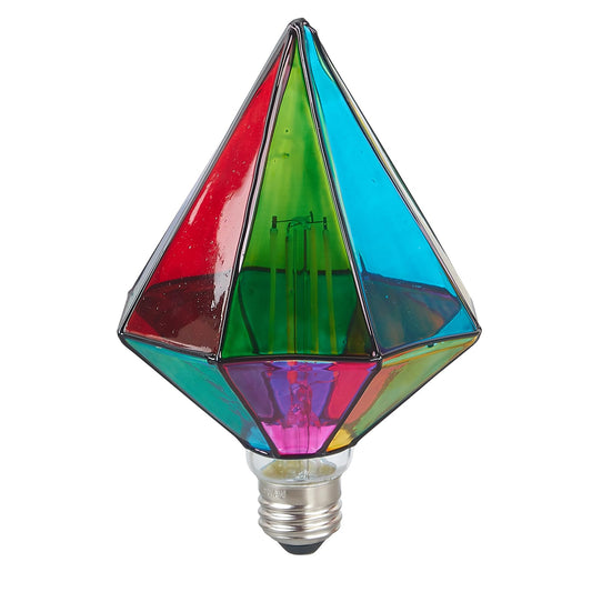 opiucl Stained Glass Light Bulb, Stained Glass Lamp,Color Changing Light Bulb, 6W 120V E26,Decorative Lights,Cool Light Bulbs,Colorful Light Bulb 1 Pack（Vintage Diamond ）