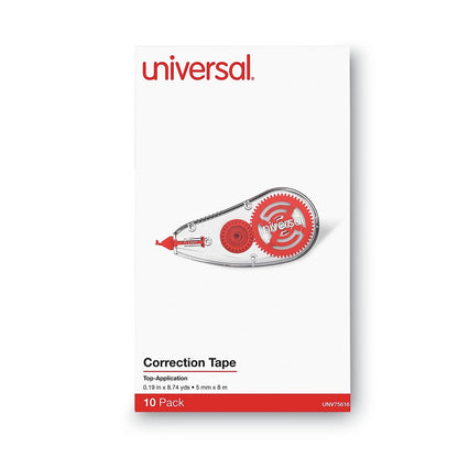 Universal UNV75616 0.2 in. x 315 in. Non-Refillable Correction Tape Dispenser - Transparent/Red (10/Pack)