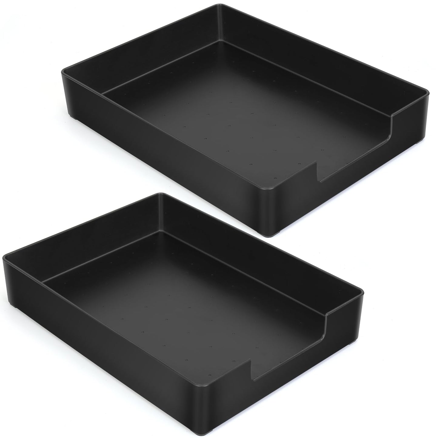 EsOfficce Letter-Size Tray, 2PCS Plastic Stackable A4 Paper Tray, Desk Drawer Organizer, Multi-use Large Storage Basket for Office Home Supplies,13 x 9.6 inch