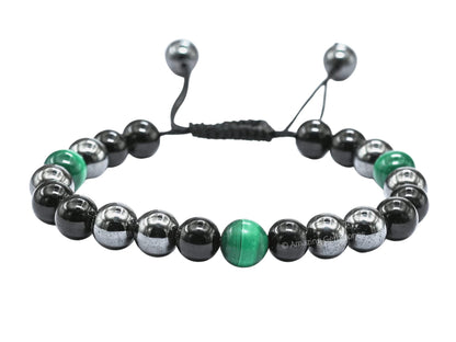 Amazing Gemstone Cancer Fighter Bracelets - Malachite Hematite Black Tourmaline Bracelet Set for Men Women Healing Crystal Gifts for Breast, Lung, Bowel, Prostate Cancer