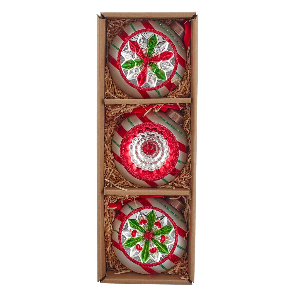 Kurt Adler Glass Vintage Early Year 3-Pieces Reflector Ornament Set