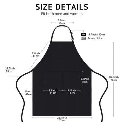 loteaf 4 Packs Chef Apron, Black Waterproof Apron, Adjustable Aprons with 2 Pockets for Men Women, Professional Aprons for Kitchen Cooking Gardening Painting Baking Restaurant (Black)