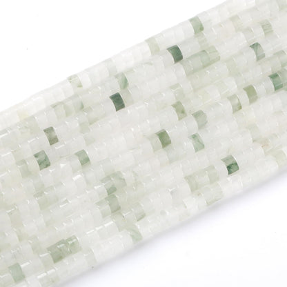 150pcs 2x4mm Natural Green Ice Jades Stone Tube Shape Beads Loose Flat Round Cylinder Flat Spacer Green Stone Beads for Bracelet Earrings Jewelry Making