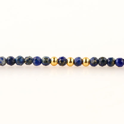 NJCRAFT Handmade Bohemian Gold Plated Lapis Lazuli Bracelet for Women – Adjustable 8 Inch Dainty Micro Faceted Gemstone Beaded Jewelry, Hypoallergenic Gift for Her