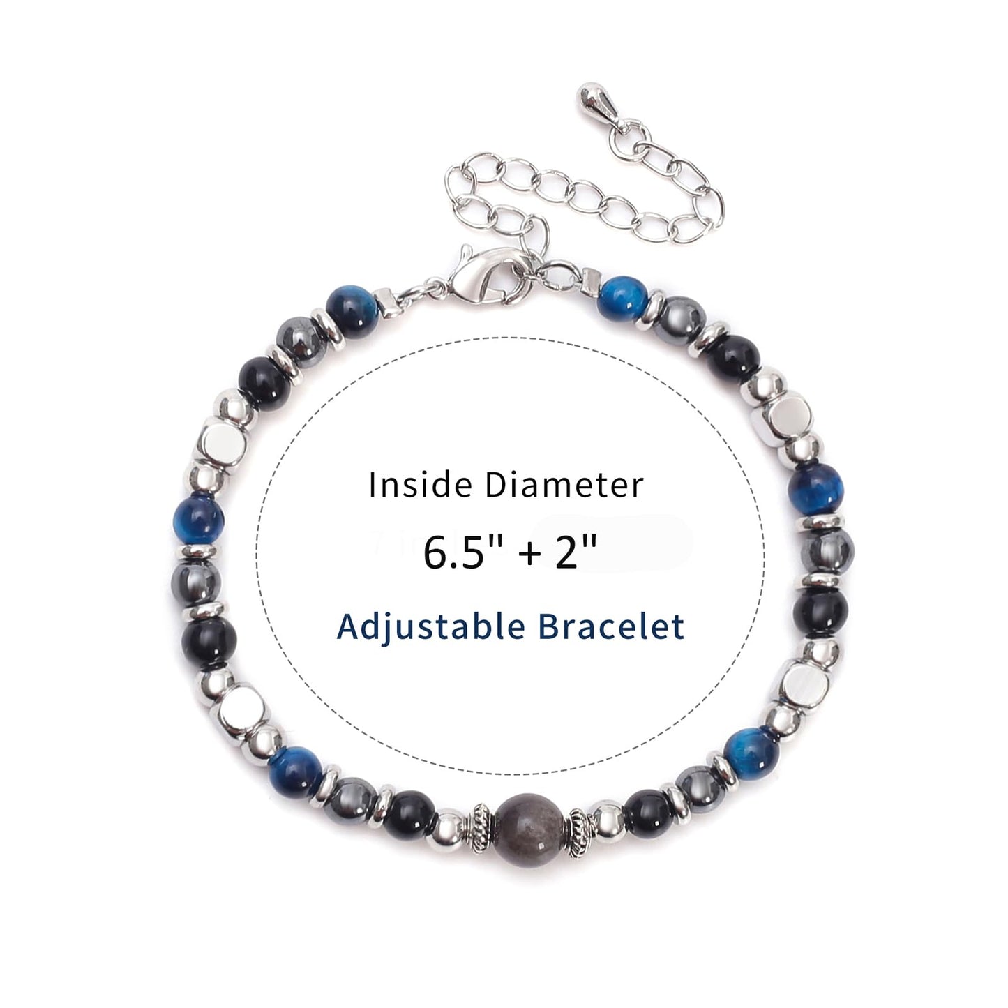 MTJAHPS Protection Bracelet, empath protection, black obsidian Crystals and Healing Stones Bracelet for Women ，Luck ，Anxiety and Stress Clam Bracelet (A-Triple Protection)