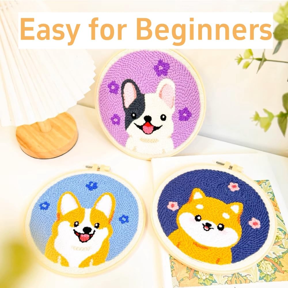 DIY Punch Needle Kits Hummingbird Flying in Flowers Easy for Beginners Punch Needle Embroidery Set with Hoop Stamped Pattern for Craft Lovers and Home Decor-13