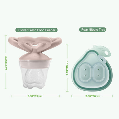 Haakaa Clover Baby Fruit Feeder Teether & Mini Freezer Nibble Tray – BPA-Free Silicone Breastmilk Popsicle Mold for Baby Teething Relief & Self-Feeding, 4M+（Blush）