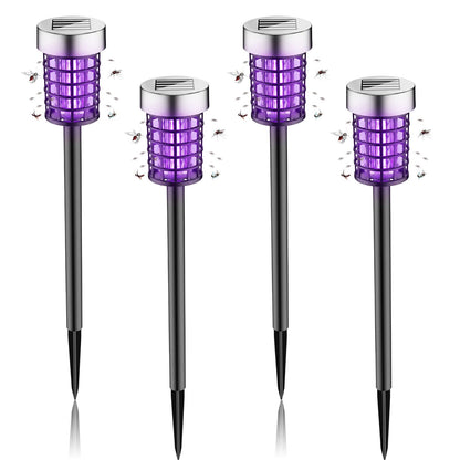 4 Pack Solar Bug Zapper Outdoor Waterproof Mosquito Repellent Outdoor Patio Mosquito Trap & Killer for Moths, Gnats, Flies, Small Flying Insect, Solar Powered Fly Zapper for Backyard, Garden, Patio