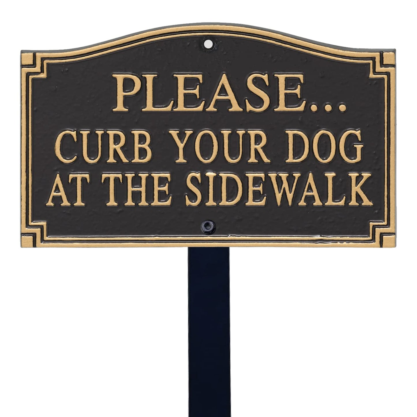 SmartSign Please Curb Your Dog at The Sidewalk Sign for Yard, Curb Your Dog Garden Plaque | 5.75" x 9.5" Aluminum Plaque with 18" Black Lawn Stake, Made in USA