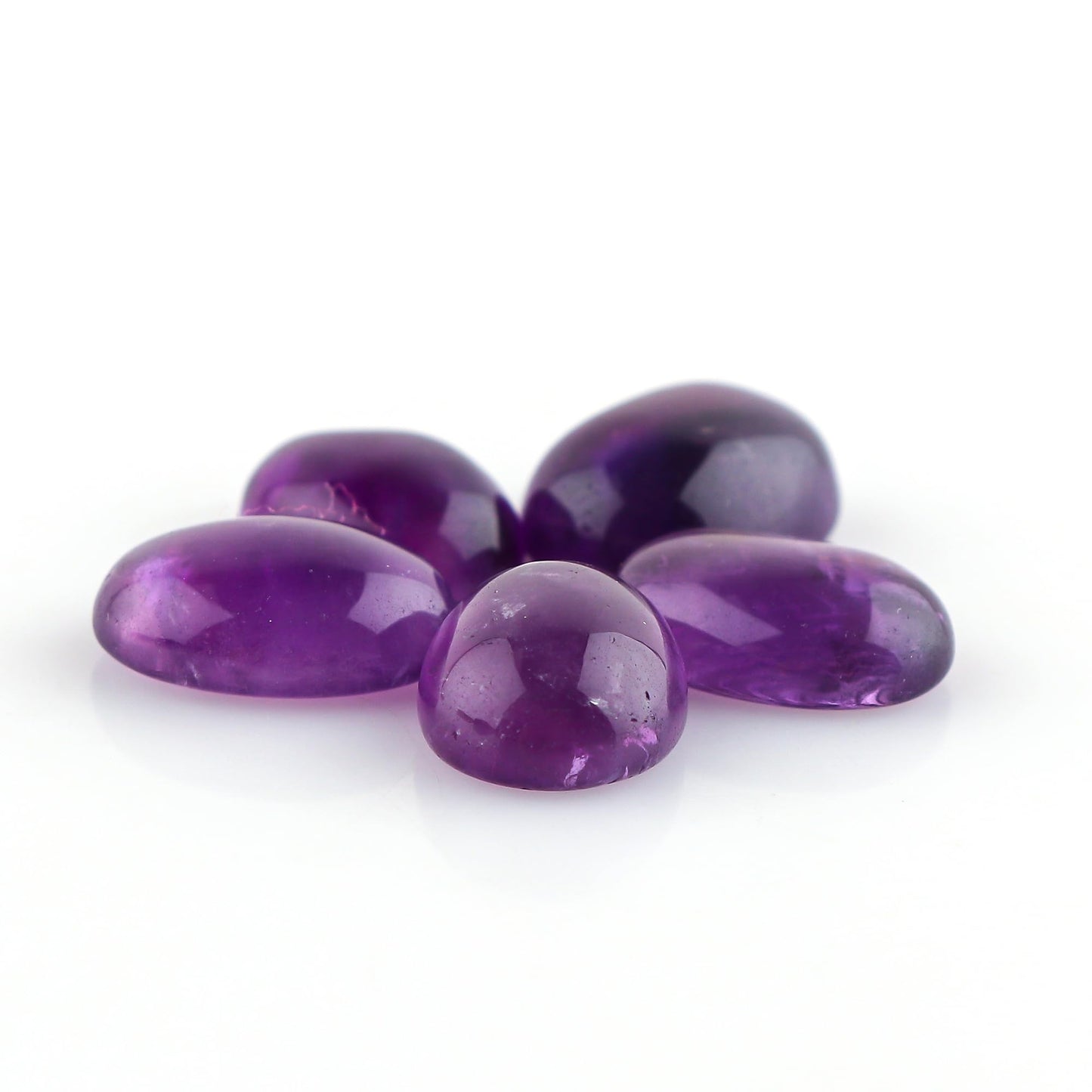 CRYSTALINES 5pcs, Wholesale Natural Purple Amethyst Gemstones, Bulk Flatback Cabochon Stones, DIY Jewelry Making, Healing Crystals, Wire Wrapping, February Birthstone, Gem Collection