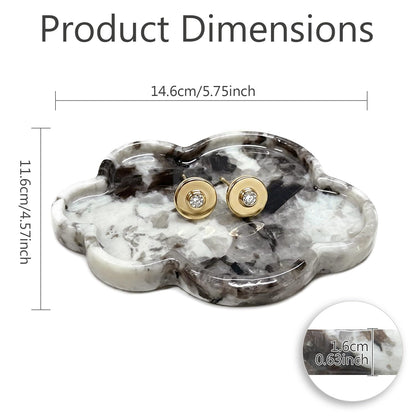 Terramason Natural Marble Tray Cloud Shape Vanity Trays, Jewelry Trays Holder Dish for Bathroom Countertop Home Decor Gift Black Needle
