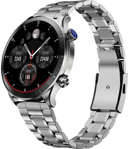 RIVERSONG Smart Watch for Men, 1.43" AMOLED Display with Bluetooth Calling, Heart Rate, Sleep, and SpO2 Monitor, 100+ Sports Modes, for iPhone/Android, Titanium Silver