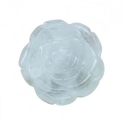 Sunshcat Natural Rock Quartz Crystal Rose Pendant,Three Dimensional Carved Healing Meditation Jewelry Crystals and Healing Stone Figurine,Suitable for DIY Jewelry Making and Valentine's Day Gift