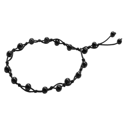 Amazing Gemstone Black Obsidian Anklet Ankle Bracelets for Women - Waterproof Beaded Healing Crystal Anklets, Plus Size Chakra Gemstone Bead Anklet (Stretchy Adjustable - Hand Knotted)
