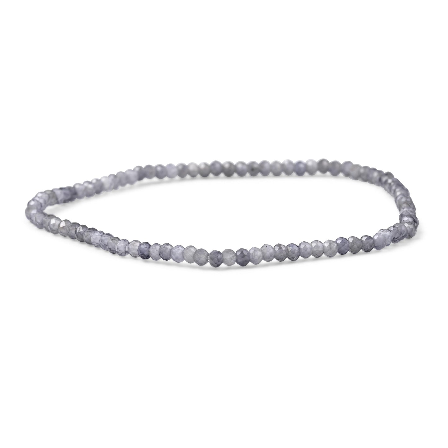 Bling Jewelry Genuine Natural Tiny Lolite Faceted Ombre Multicolor Petite Seed Caviar Rondelle Beads Blue Grey Stretch Bracelets For Women Teens Stackable Set of 3 Strands