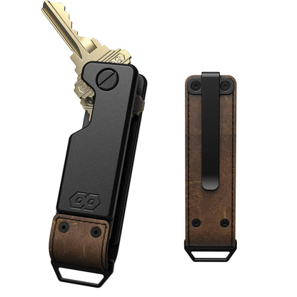 PROOF Key Holder | The Founder | Key Organizer | Top Grain Leather & Metal | Minimalist Keyholder | Secures Up to 7 Keys | Gift Box | Veteran Owned