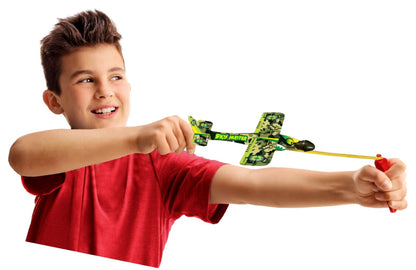 2GoodShop Slingshot Plane Glider w/Rubber Band Launcher (12 Planes) Flying Paper Foam Airplanes for Kids, Boys Toys. Outdoor Backyard Games & Activities. Bulk Birthday Party Favors. 2340-12p