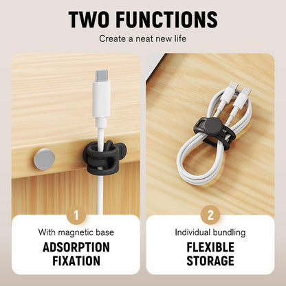 Muxou Silicone Cable Ties, Magnetic Data Cable Organizers Reusable Cable Ties Wire Organizer Adjustable Fastening Cable Straps Magnetic Silicone Cable Straps Cord Organizer for Bundling Earphone