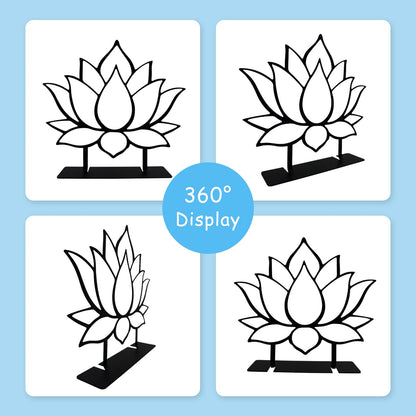 DASIMAT Metal Lotus Flower Tabletop Decor, Lotus Abstract Table Decor, Meditation Accessories, Zen Flower Art, Flower Center Pieces Decoration for Table, Spiritual Gifts