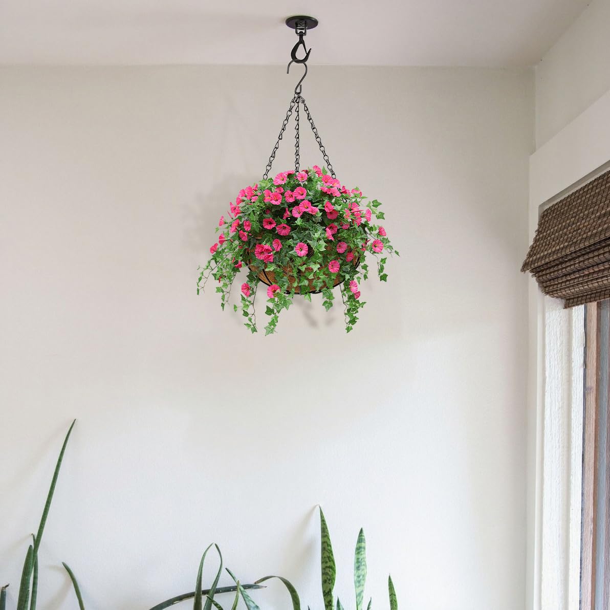 Nature Crafted 10 inch Metal Hanging Baskets for Plants Outdoor, 2 Pack Metal Wire Hanging Basket Planter with Coco Liner Flower Pots for Indoor Outdoor Garden Porch Patio, Heart-Shaped
