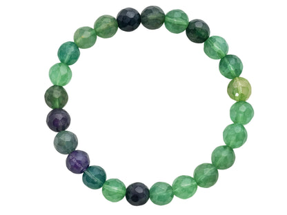 Amazing Gemstone Multi Fluorite Bracelet for Women - Chakra Mens Bracelet Protection Crystals&Healing Stones - Blessing Bracelet Spiritual Meditation Gift (Faceted Beaded Bracelet)