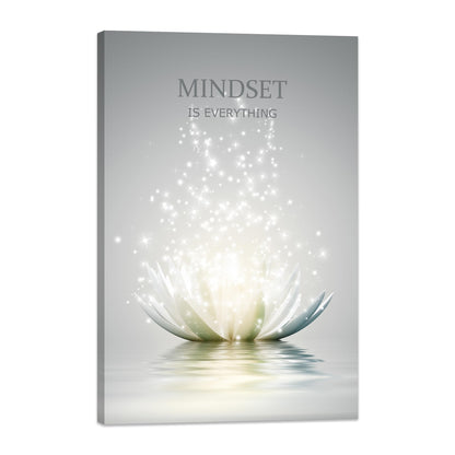 Lotus Flower Wall Art Canvas Mindset Motivational Quotes Poster for Zen Office Wall Decor Spiritual Meditation Prints Artwork Framed (12 x 16inches)