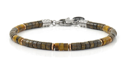 10:10 Beaded Bracelet for Men and Women – Natural Gemstone Bracelet and Stainless Steel – Adjustable, Durable and Elegant – Made in Italy (Bronzite)