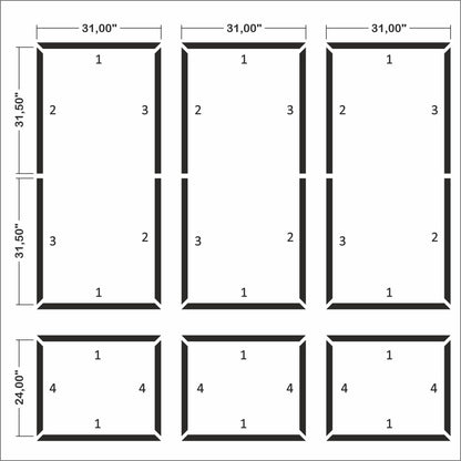 Birdeco Wall Molding Kit, Pre-Cut Wainscoting Panels, Ready to Assemble Moulding Trim for Accent Interior Decor, Easy Install for Living Room, Bedroom, Corridor & Office (3 Top & 3 Bottom Frames)