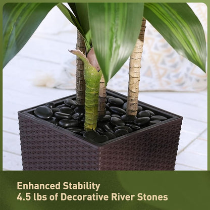 VeriNatural Artificial Dracaena Tree 6FT - Fake Tree with Brown Taper Planter & Pebbles - UV Resistant Faux Yucca Tropical Plant - Artificial Trees for Home Office Living Room Decor Indoor Outdoor