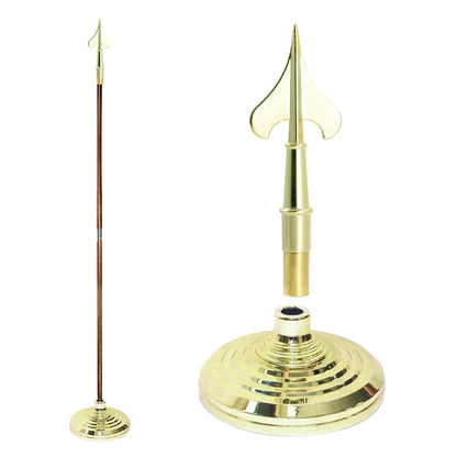 Super Tough Indoor Flag Pole kit 7ft - Army Spear - Gold Texture Base - Aluminum Flagpole with Brass Finish - Heavy Duty Inside House Flagstaff - Interior Shaft and Stand - No Ensign Included