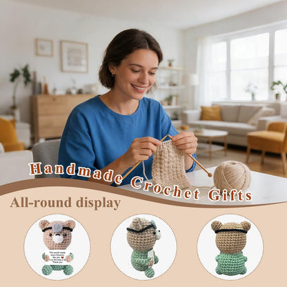 WJPOQ Doctor Gifts for Women Appreciation Gift, Doctor Mini Crocheted Bear Emotional Support Plush Crochet Animal Alreadymade Gifts