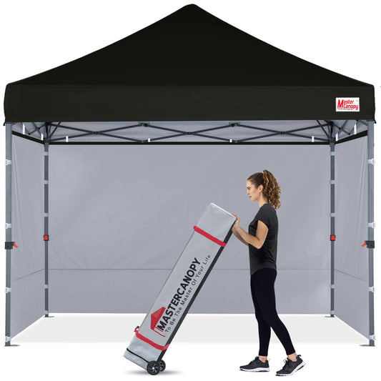 MASTERCANOPY Heavy Duty Pop-up Canopy Tent with Sidewalls (8x8,Black)