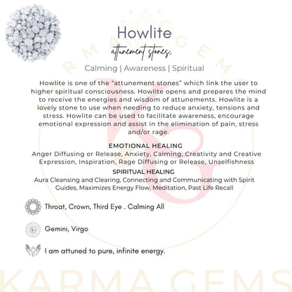Karma Gems 1lb Howlite Tumbled Stones - Polished Stones for Positive Energy - Crystal Kit for Fresh Mind & Restful Sleep - Healing Stone for Chakra Balancing - Ideal for Gift & Home Decor (15-25 Mm)